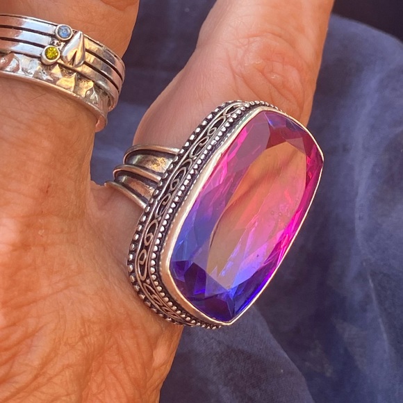 Turmaline & Sterling Silver Handcrafted Ring Size 8 - Picture 2 of 5